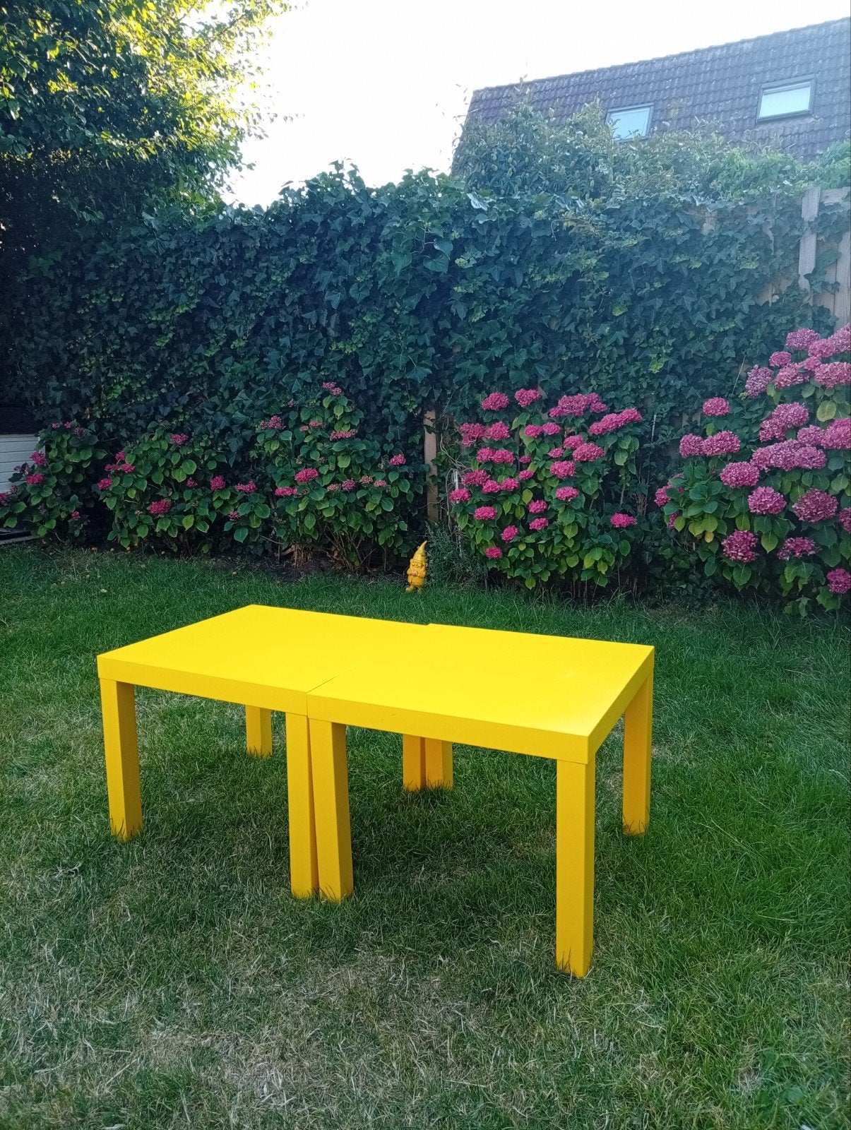 2 gele bijzettafels - IKEA Lack, Ophalen, Minder dan 45 cm, Gebruikt, Modern, Speels