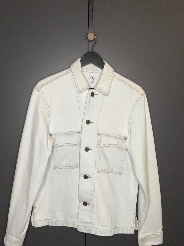 Calvin Klein Jeans Denim Overshirt/Spijkerjas Wit - Maat M, Kleding | Heren, Jassen | Zomer, Gedragen, Maat 48/50 (M), Wit, Ophalen of Verzenden
