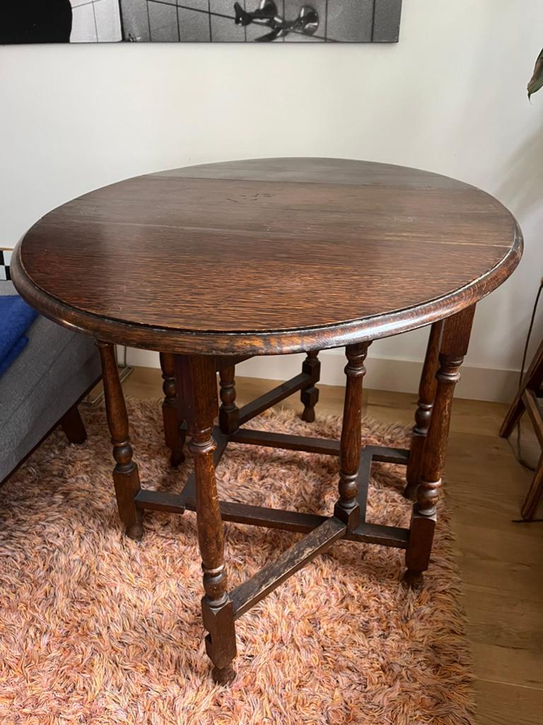 Antiek vintage gate-leg (hangoortafeltje) klapbaar tafeltje, Ophalen