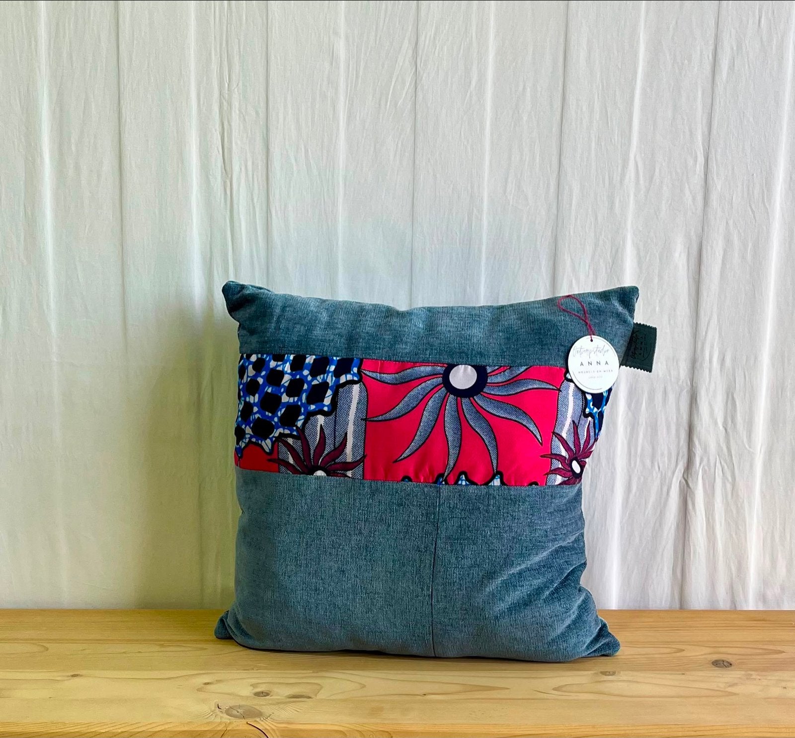 Handgemaakt kussen 50x50 cm, Meerkleurig, Vierkant, Nieuw, Ophalen of Verzenden