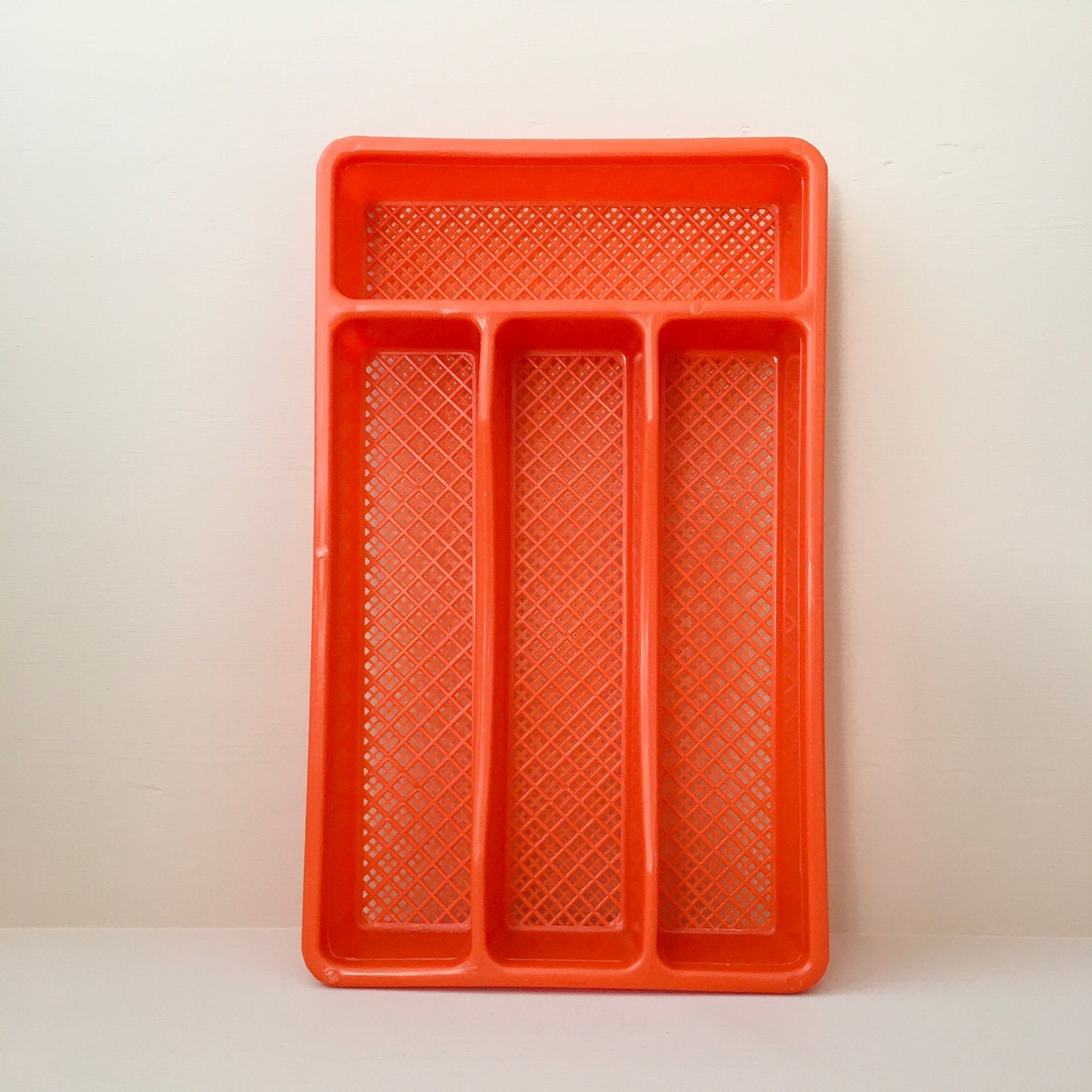 Franse vintage bestekbak - retro oranje plastic - IZGS, Ophalen of Verzenden, Zo goed als nieuw