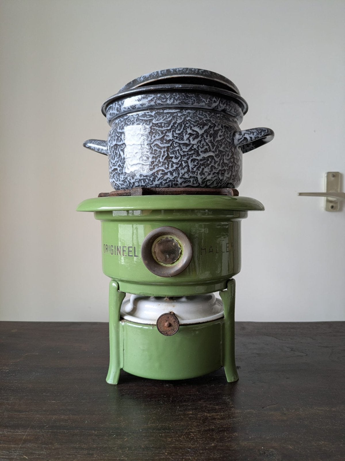 Petroleumstelletje + pannetje ANTIEK, Ophalen
