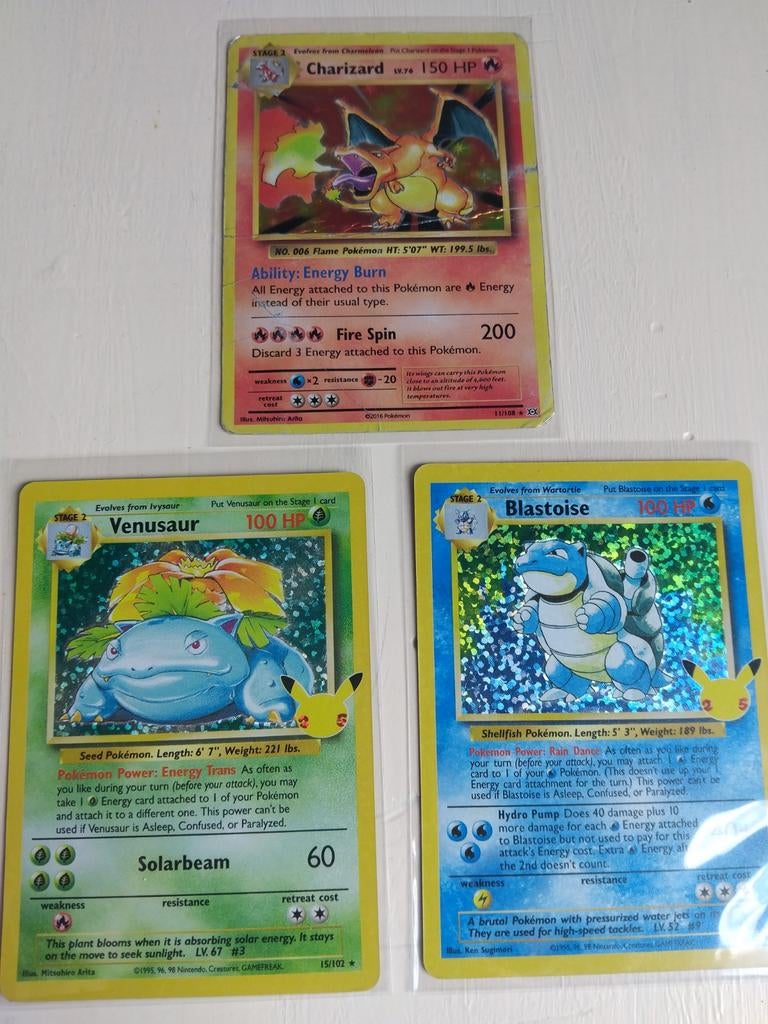 Pokémon kaarten Charizard, Blastoise, Venusaur, Ophalen of Verzenden