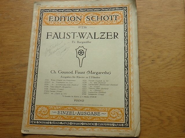 FAUST WALZER - VOOR PIANO, Muziek en Instrumenten, Gebruikt, Ophalen of Verzenden, Artiest of Componist, Piano