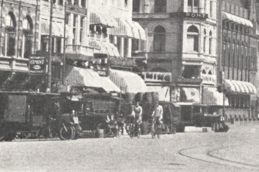 950595	Groningen	Martinitoren	Tram	1943	zegel verwijderd, Ophalen of Verzenden, 1940 tot 1960, Gelopen, Groningen