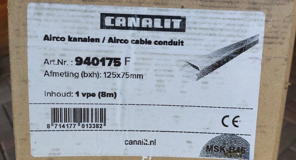 Leidingkanaal goot 6 mtr voor airco warmtepomp 125x75 wit, Ophalen, Nieuw, Overige typen