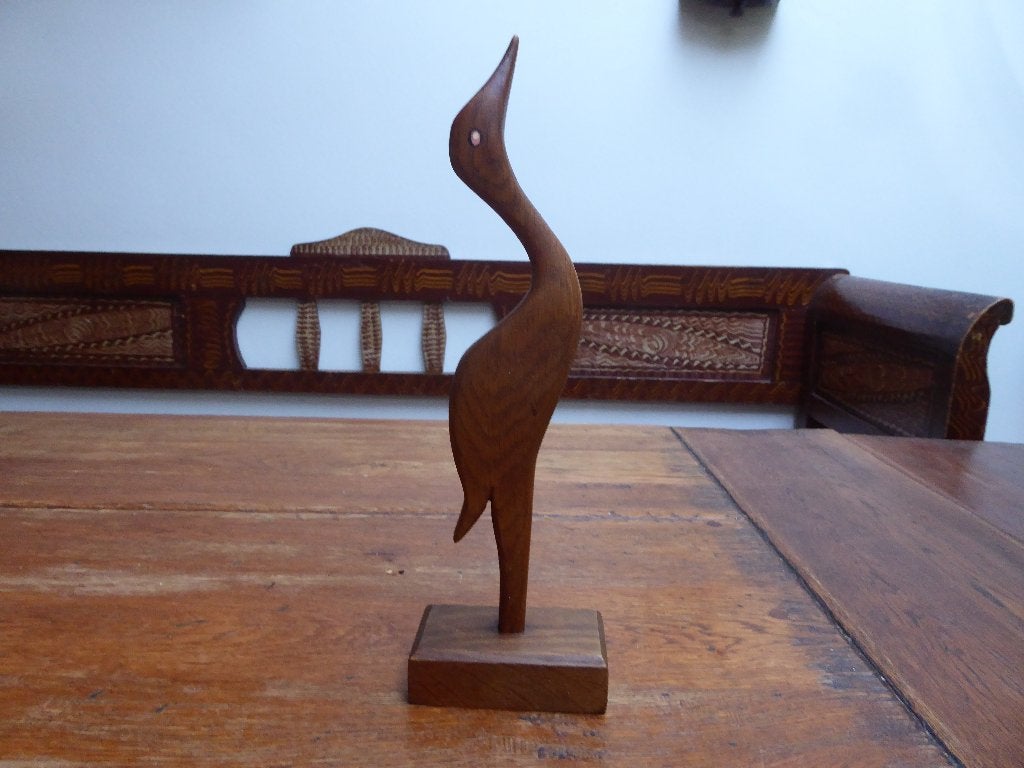 Vintage houten beeldje van een vogel, 30 cm., Antiek en Kunst, Ophalen of Verzenden