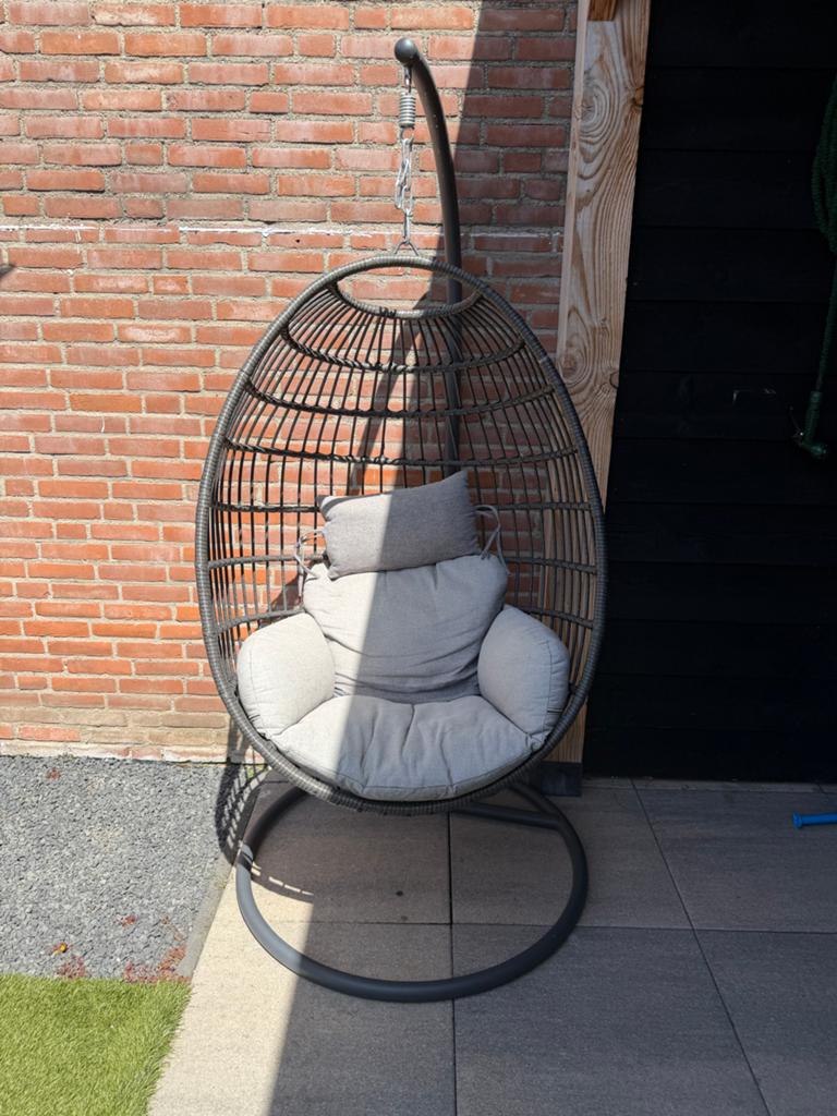 Hangstoel Giavo antraciet met kussen, Ophalen, Gebruikt, Wicker