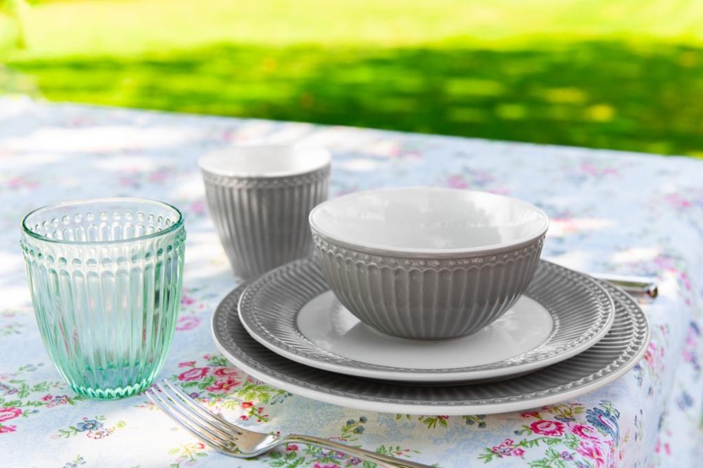 Nieuw 6p servies GreenGate Alice in warm grey 25% KORTING, Nieuw, Ophalen of Verzenden, Overige stijlen, Aardewerk