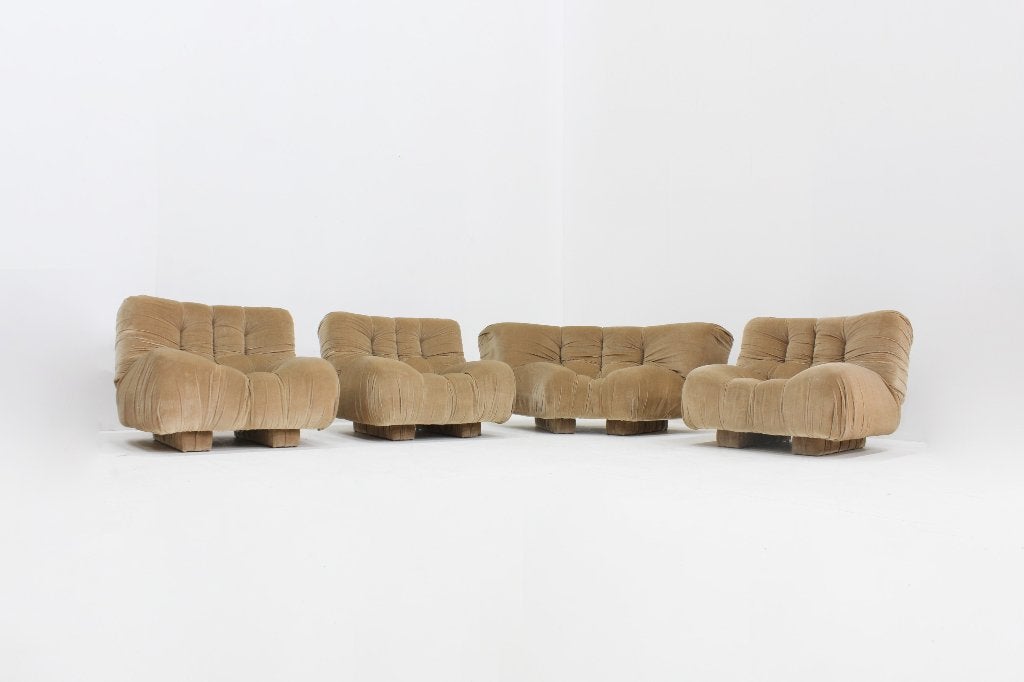 Vintage Italiaanse  modulaire bank Rossi di Albizzate, Vintage, design, Hoekbank, 300 cm of meer, Ophalen of Verzenden