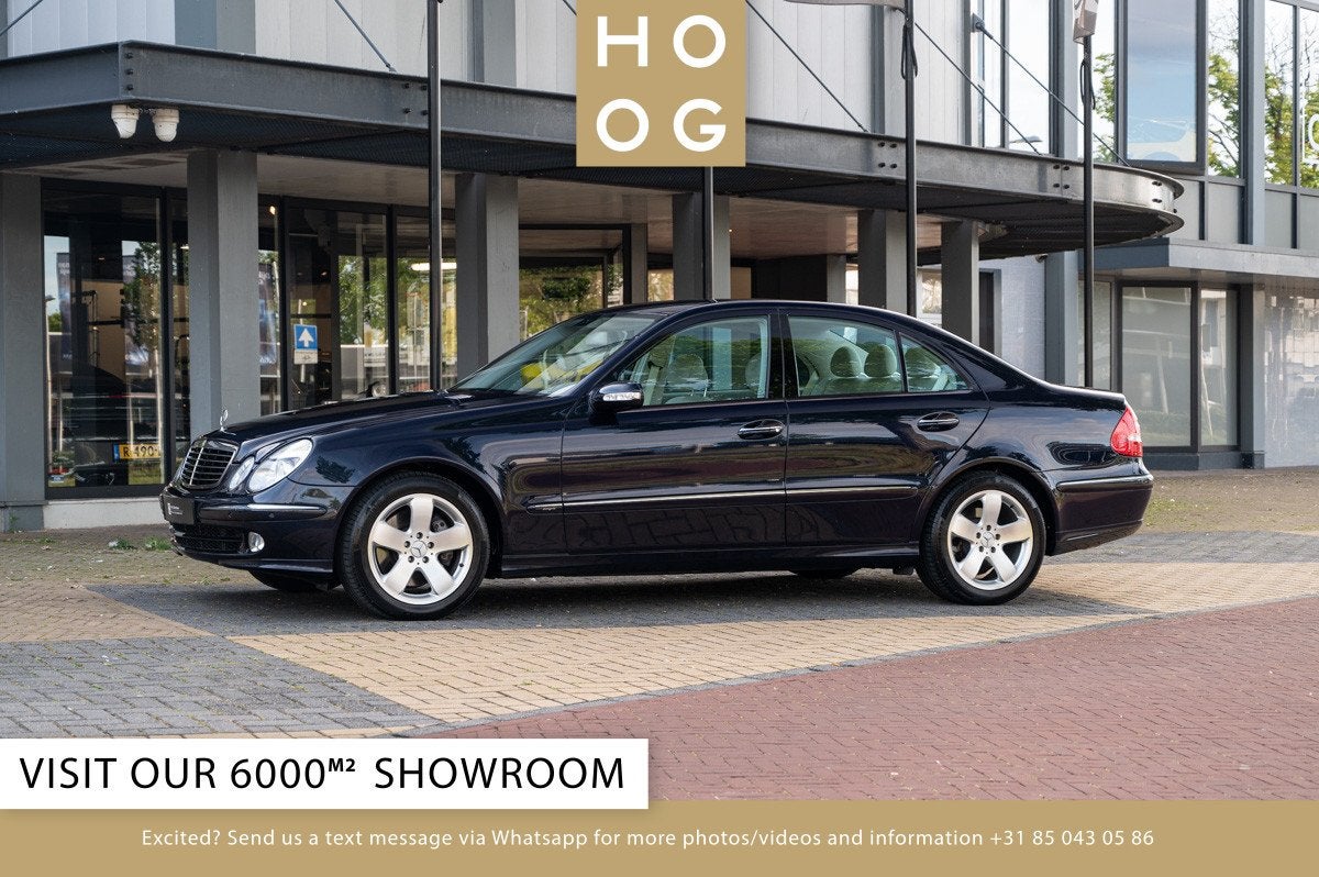 Mercedes-Benz E-Klasse E500 W211 (bj 2003, automaat), Auto's, Gebruikt, 8 cilinders, Blauw, Leder