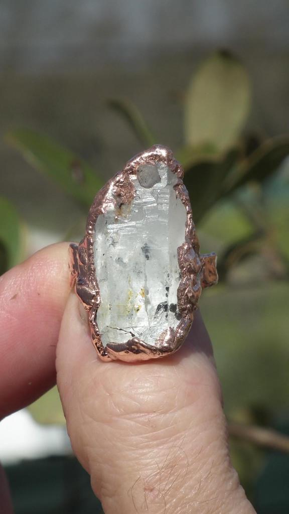 Electroformed Koperen Gouden enhydro kwarts Petroleumkwarts, Verzenden, Mineraal