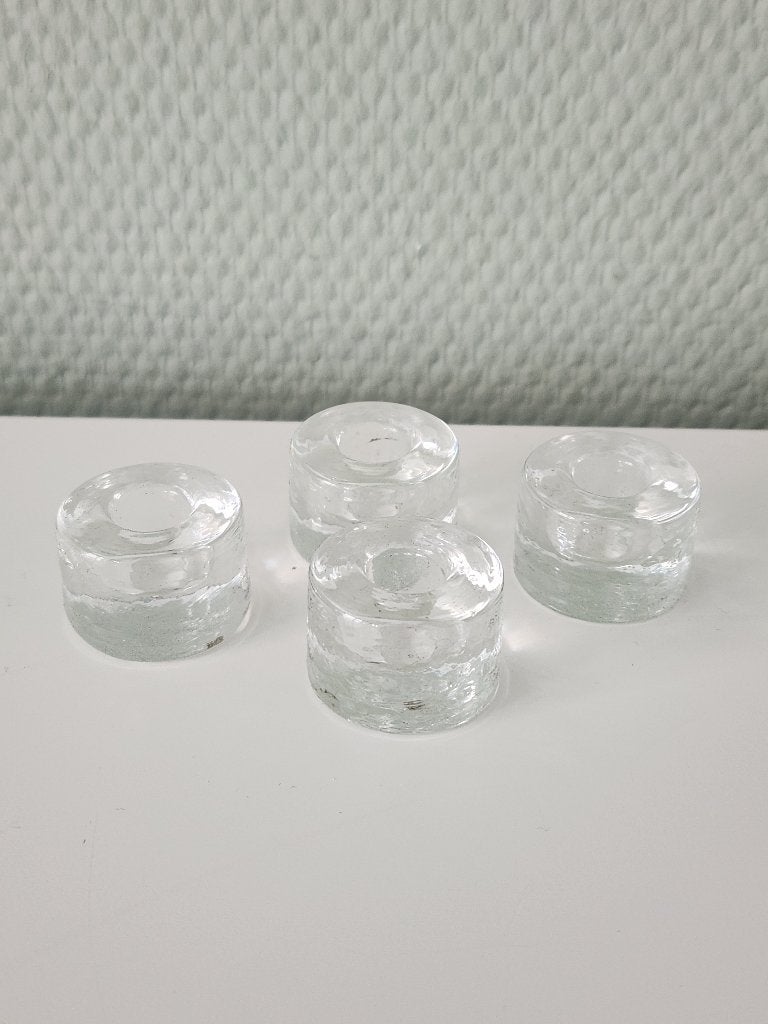 4x Vintage Blenko glazen kaarshouders, Overige merken, Ophalen of Verzenden, Kandelaar, Glas