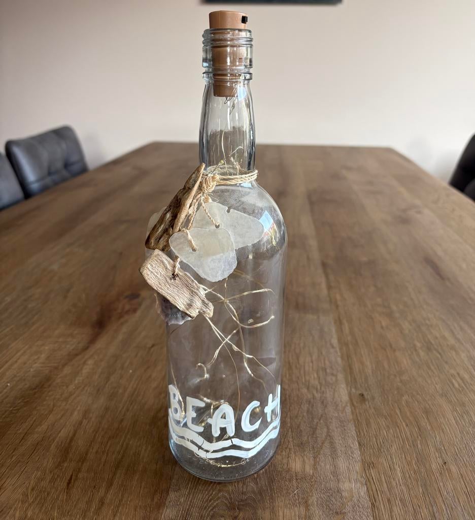 Decoratie beachfles met verlichting, Huis en Inrichting, Woonaccessoires | Overige, Ophalen, Zo goed als nieuw