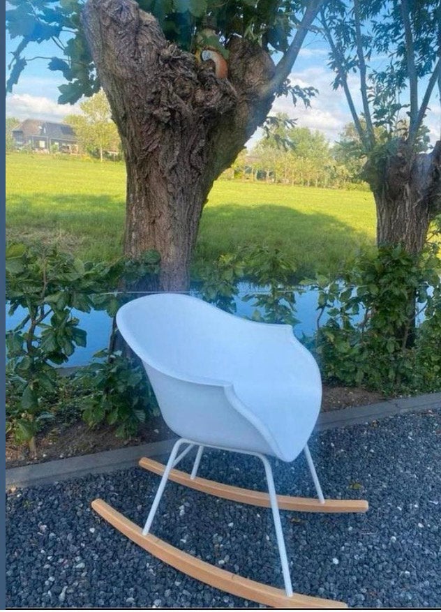 LOODS 5 Kave Schommelstoel - ZGAN stoel wit fauteuil, Ophalen of Verzenden, Zo goed als nieuw, Hout, Schommelstoel HIP LOODS 5
