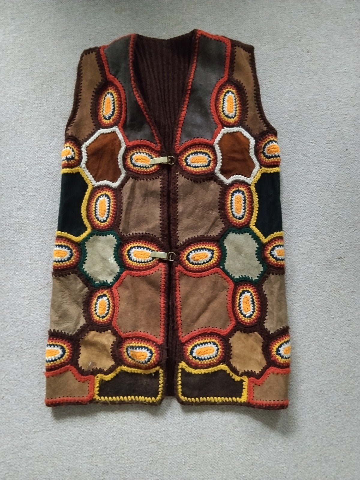 Vintage 70s Patchwork Gilet Boho Hippie Style, Onbekend, Ophalen of Verzenden, Gedragen