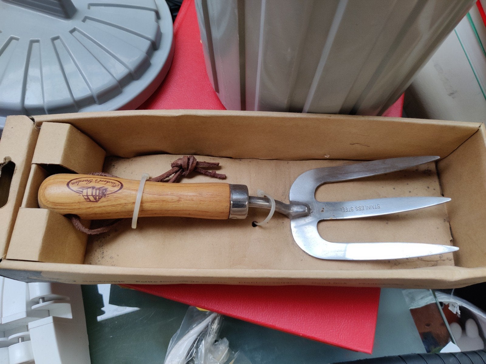 Tuinvorkje RVS met houten handvat, Tuin en Terras, Hand-tuingereedschap, Ophalen of Verzenden, Nieuw, Vork, Onbekend