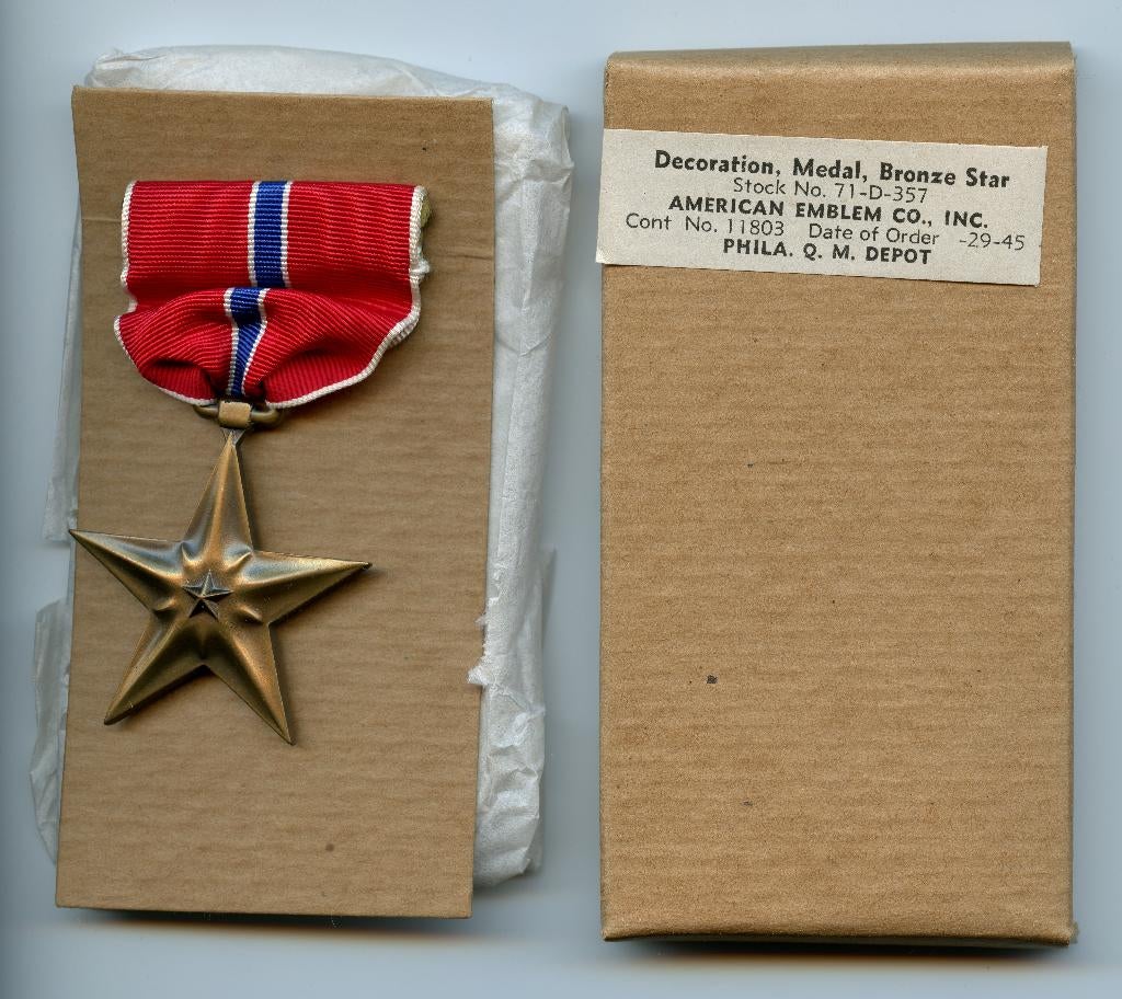 WO2 US Boxed Bronze Star Medal Set 1945 (Slot Brooch), Verzamelen, Militaria | Tweede Wereldoorlog, Ophalen of Verzenden, Landmacht