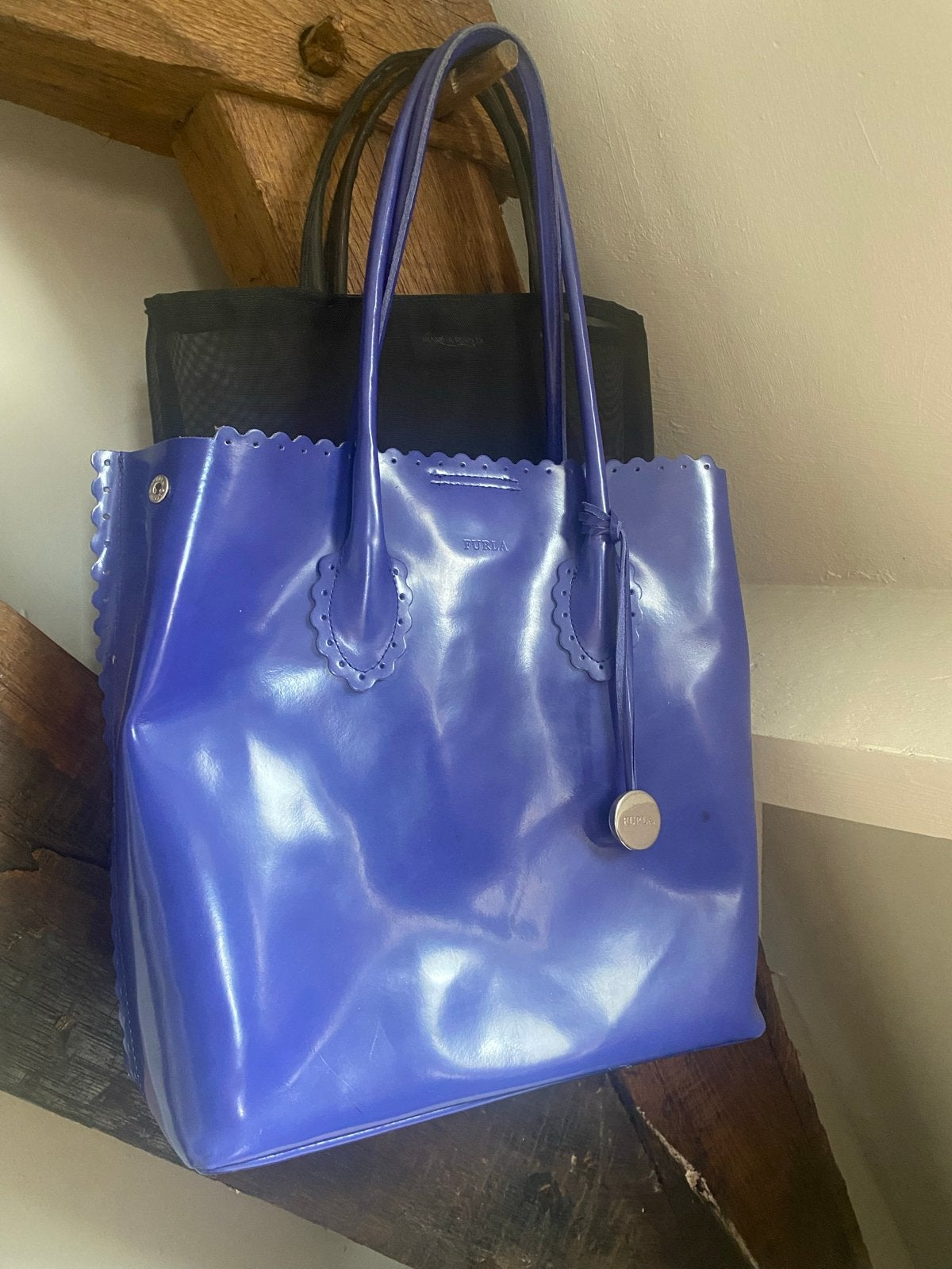 Furla handtas, Italië - Leer met coating - Paars, Sieraden, Tassen en Uiterlijk, Tassen | Damestassen, Ophalen of Verzenden, Zo goed als nieuw
