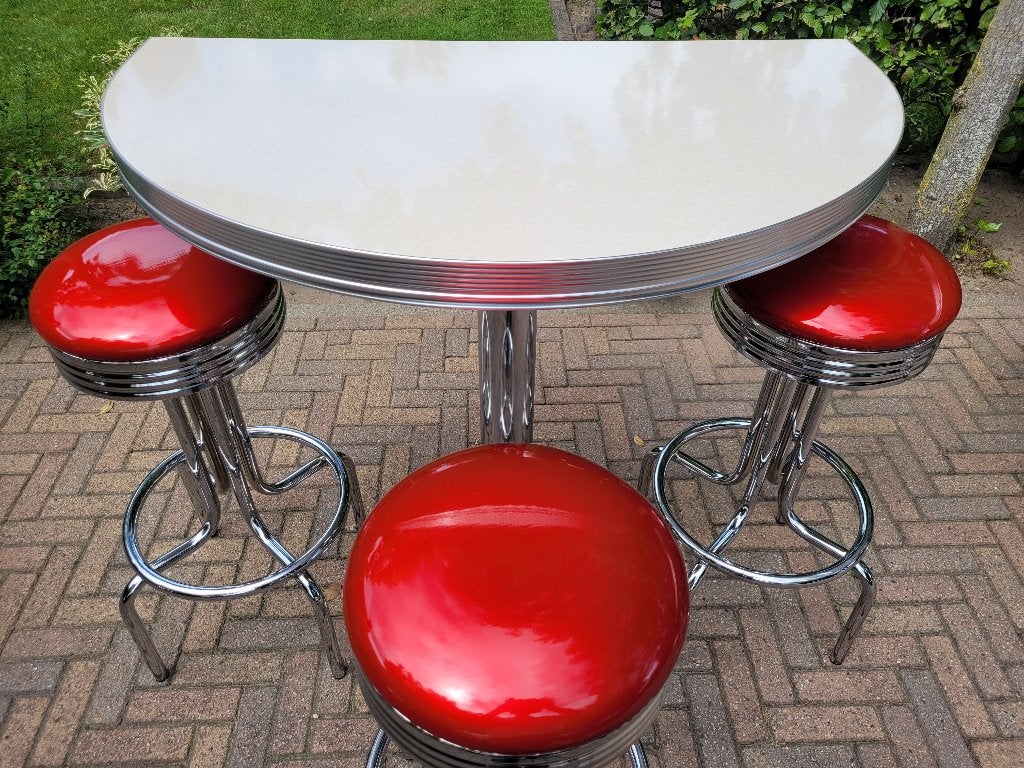 Amerikaanse barkrukken Bel Air muur bartafel sixties fifties, Huis en Inrichting, Ophalen, Met voetsteun, 60 tot 90 cm, Zo goed als nieuw