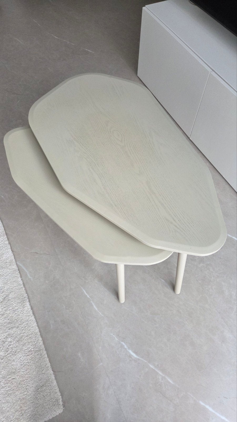 Woood bijzettafel Davina Dust set 2 stuks greige, Ophalen, Gebruikt, 50 tot 100 cm, 50 tot 100 cm