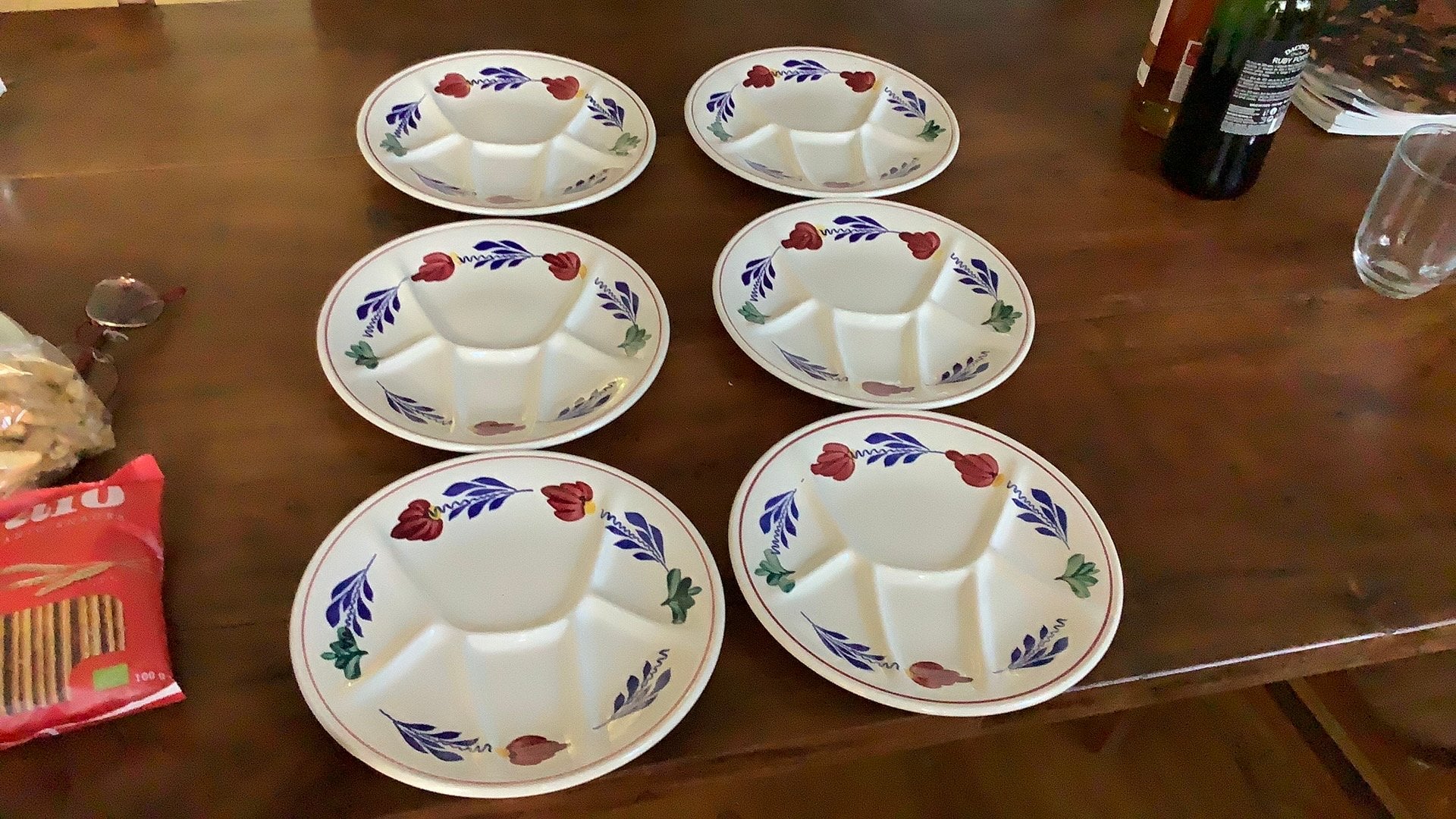 Boerenbonte fondu of gourmet borden, Antiek en Kunst, Antiek | Servies compleet, Ophalen