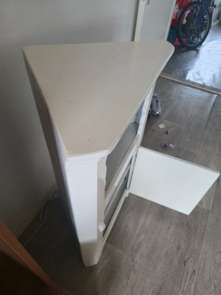 Wit hoekkastje / hoekkast met opbergruimte, Huis en Inrichting, Kasten | Televisiemeubels, Gebruikt, Minder dan 100 cm, 50 tot 100 cm