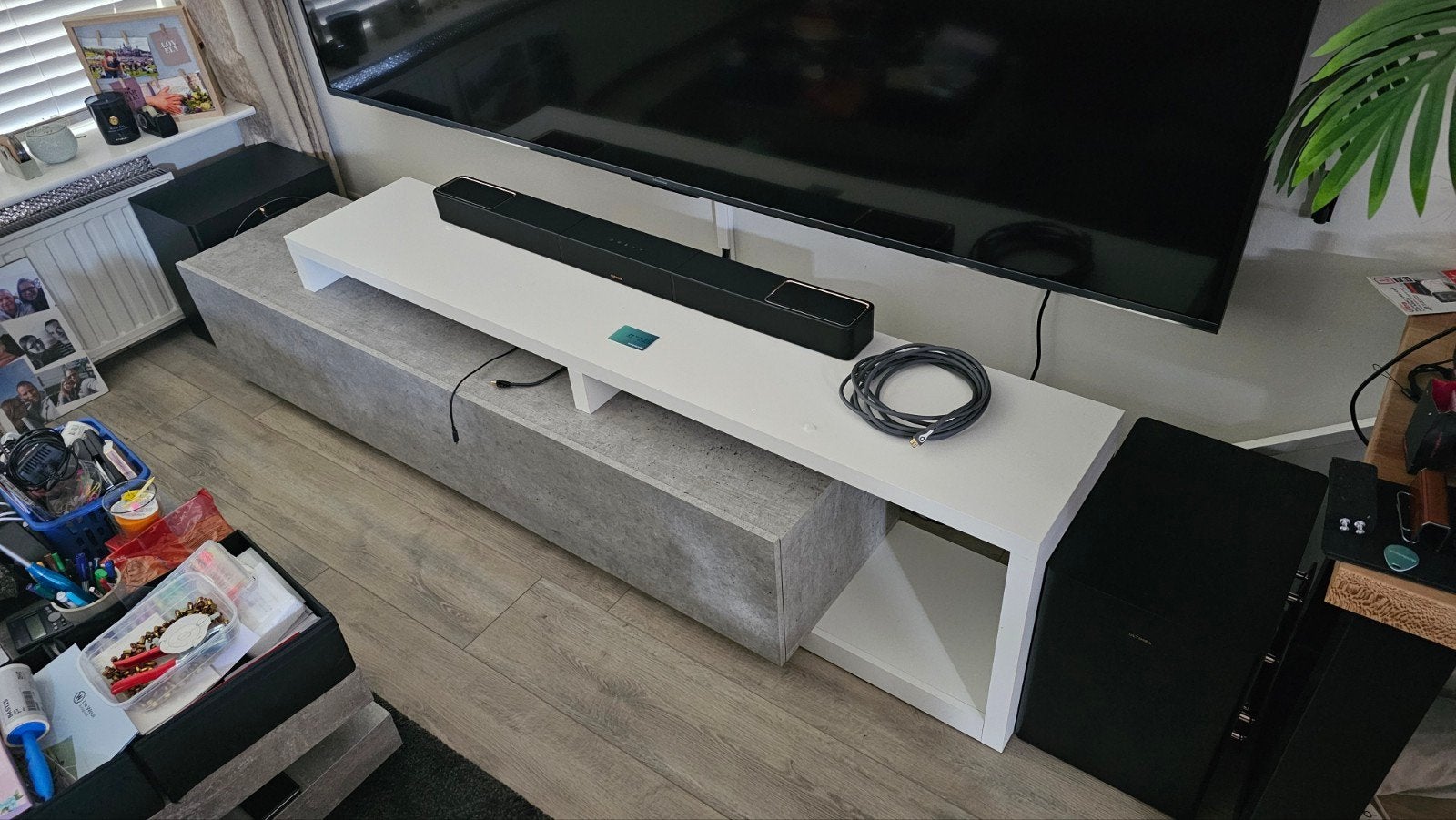 Meubella tv meubel betonlook 219cm, Ophalen, Beton, Zo goed als nieuw, 200 cm of meer