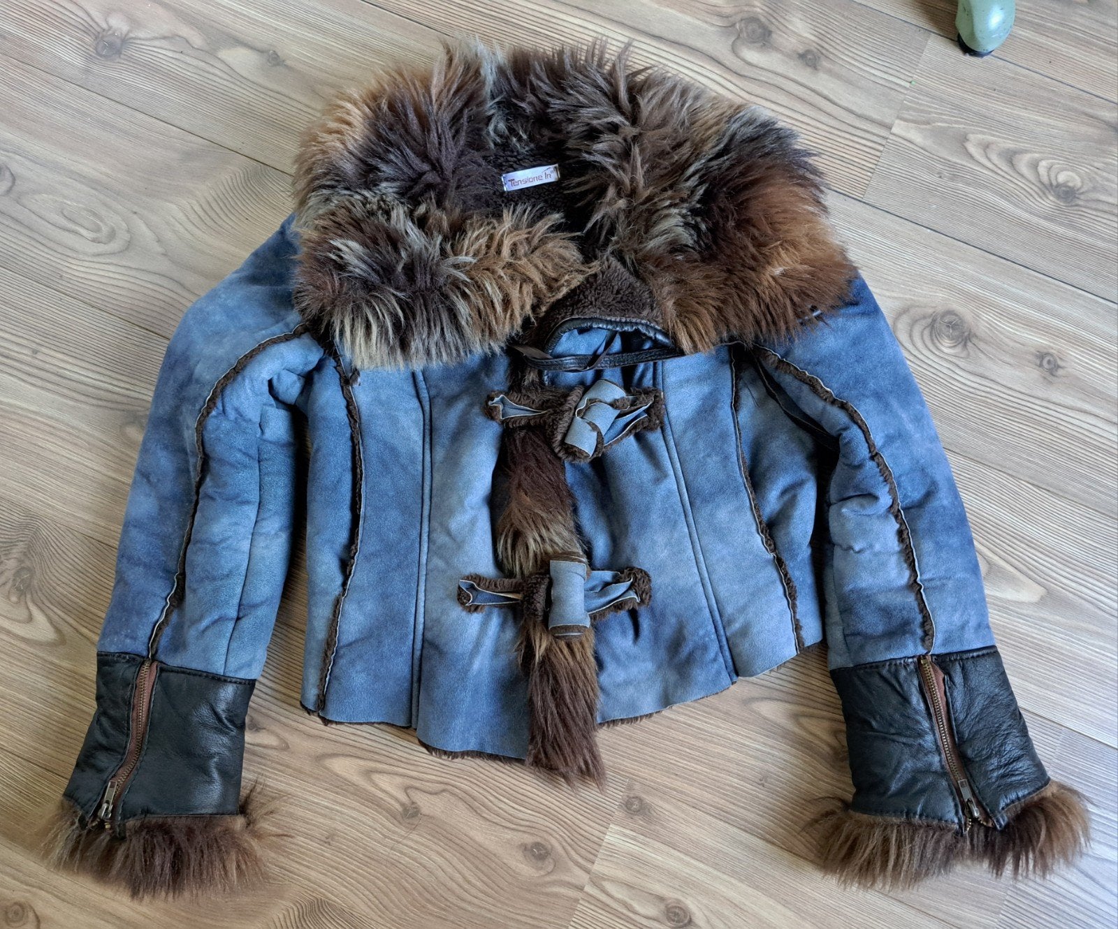 Vintage Y2K Tensione In Afghan Jas / Penny Lane Coat – Blauw, Ophalen of Verzenden, Maat 38/40 (M), Blauw