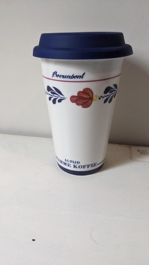 Boerenbond koffie beker met deksel Coffee to Go, Ophalen of Verzenden, Nieuw, Steen/keramiek, Wit
