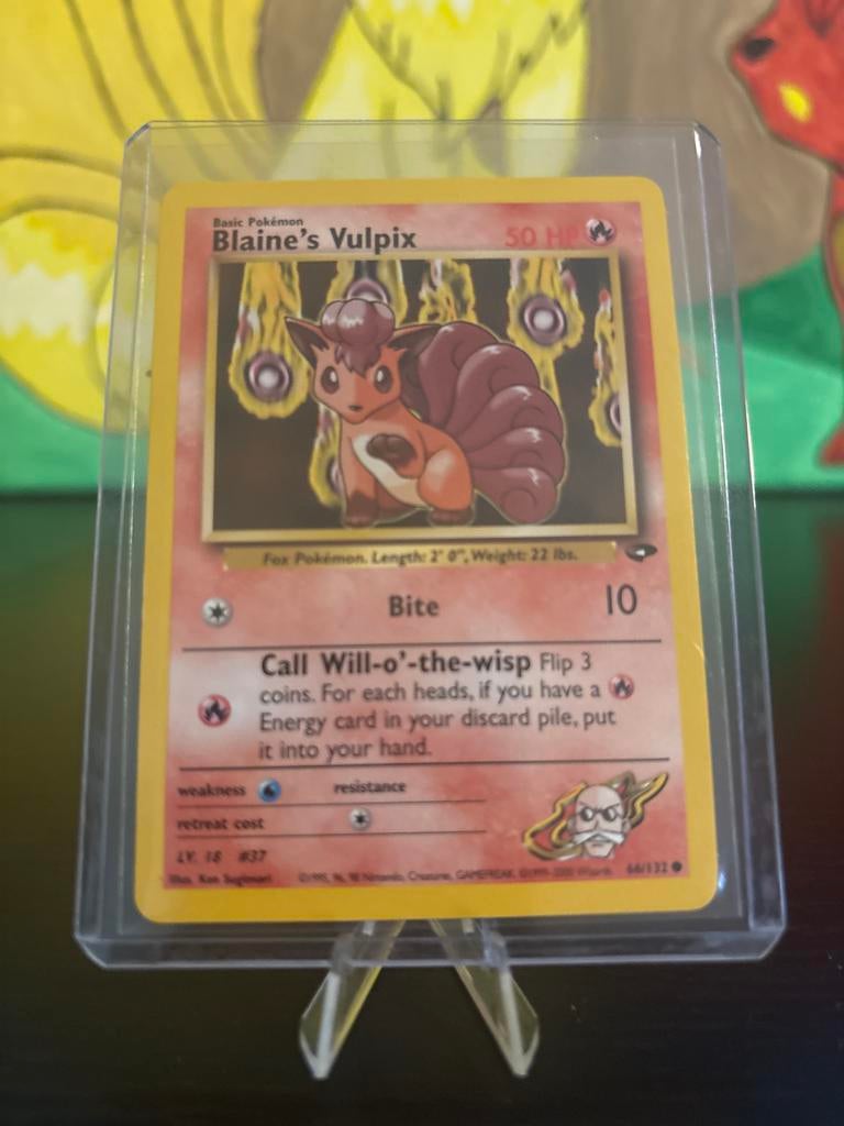 Blaine's Vulpix Pokémon Kaart - Gym Heroes Set, Ophalen of Verzenden, Zo goed als nieuw, Losse kaart
