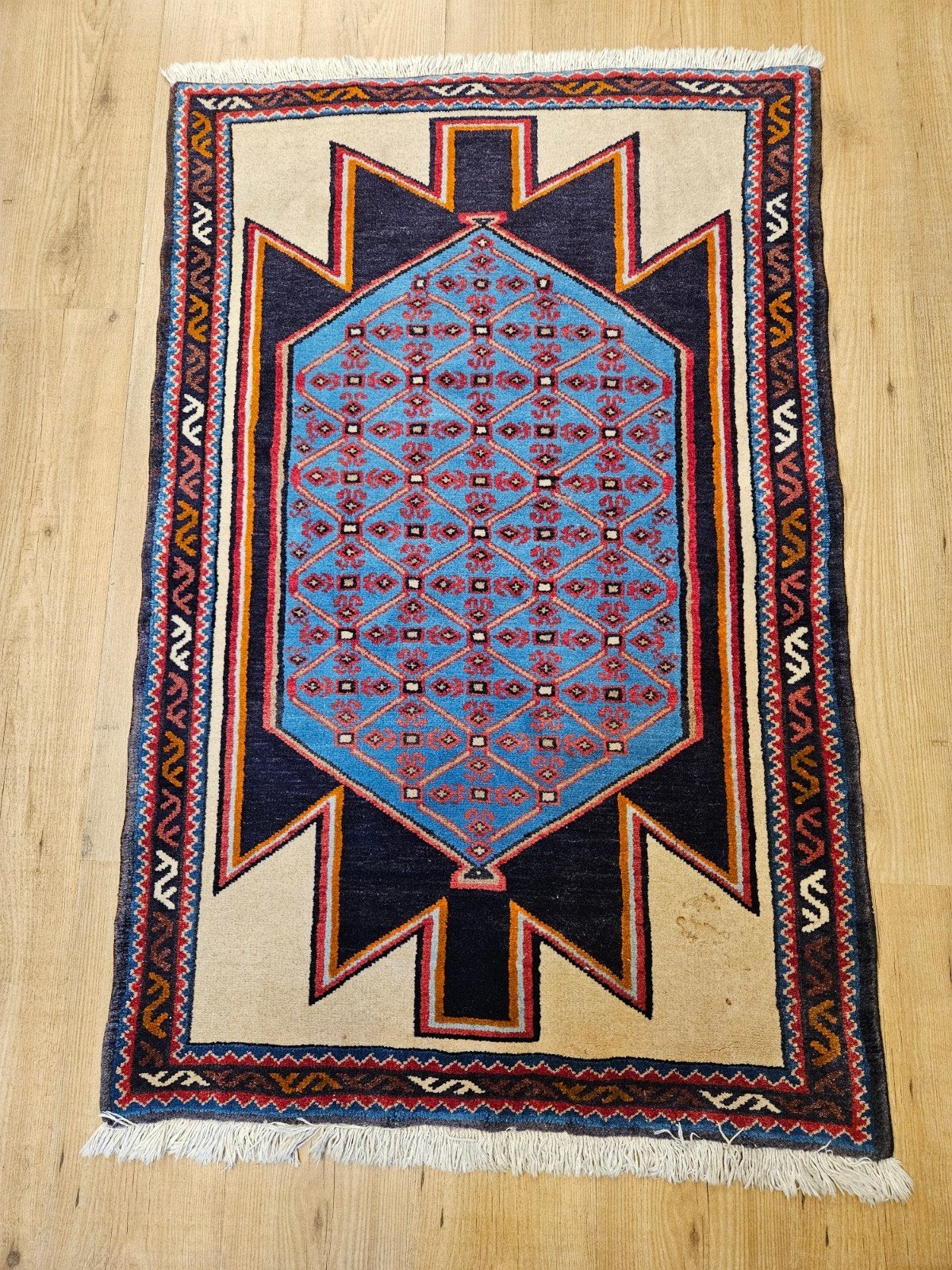 Vintage handgeknoopt perzisch tapijt koliai 126x82