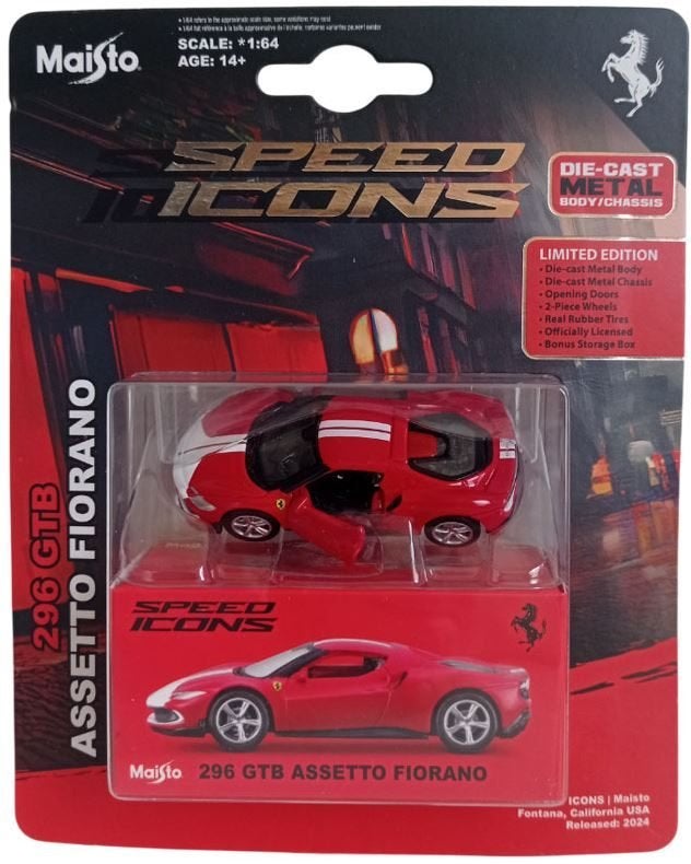 Maisto Ferrari 296 GTB Assetto Fiorano - Speed Icons 1:64, Ophalen of Verzenden, Nieuw