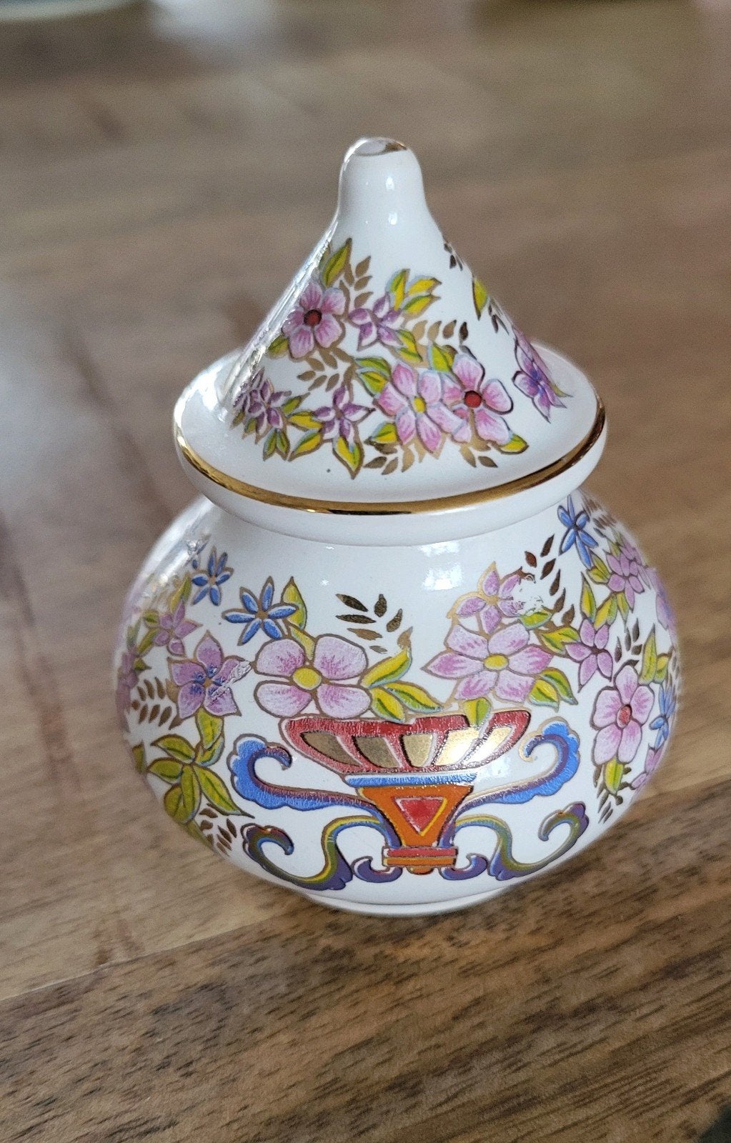 Decoratief geur potje met bloemenpatroon en kurken stop, Ophalen of Verzenden