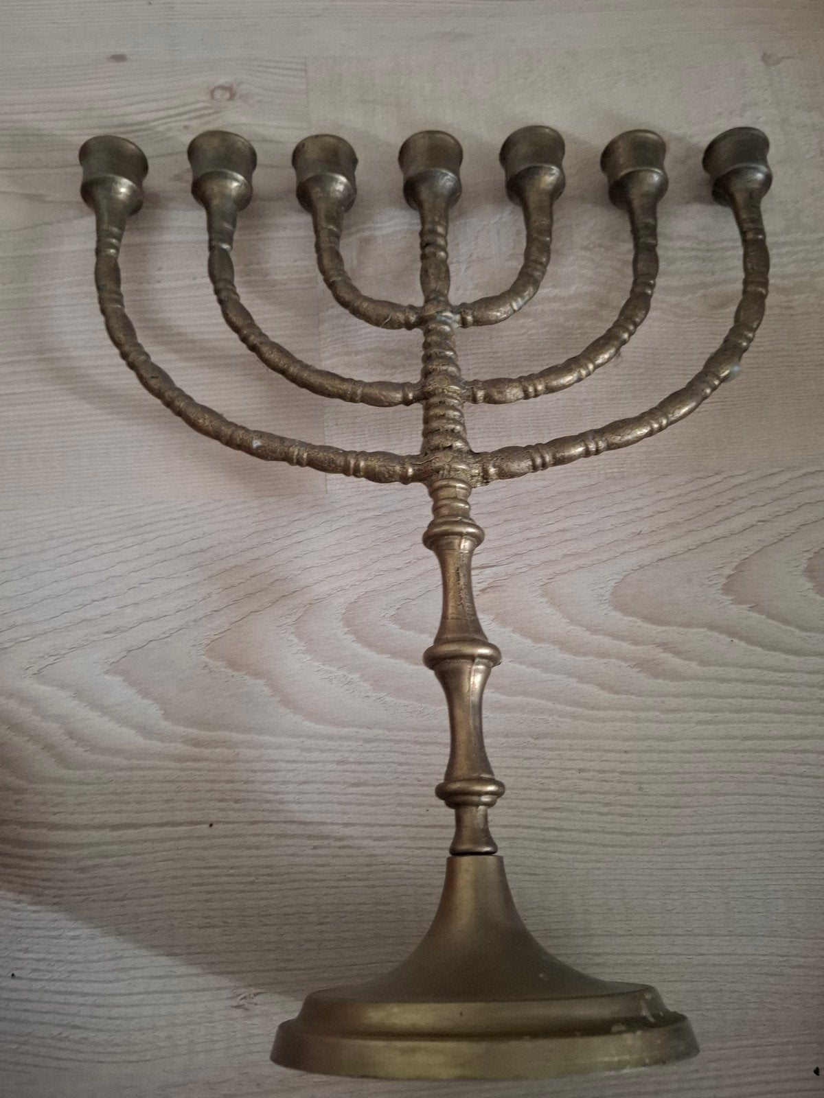 Antieke bronzen Menora kandelaar, Ophalen of Verzenden