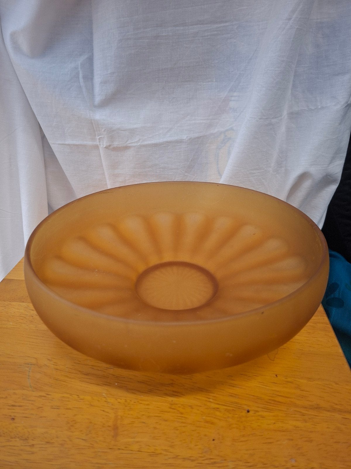 Art Deco fruitschaal amber matglas – Jaren 30 (24cm), Antiek en Kunst, Ophalen of Verzenden