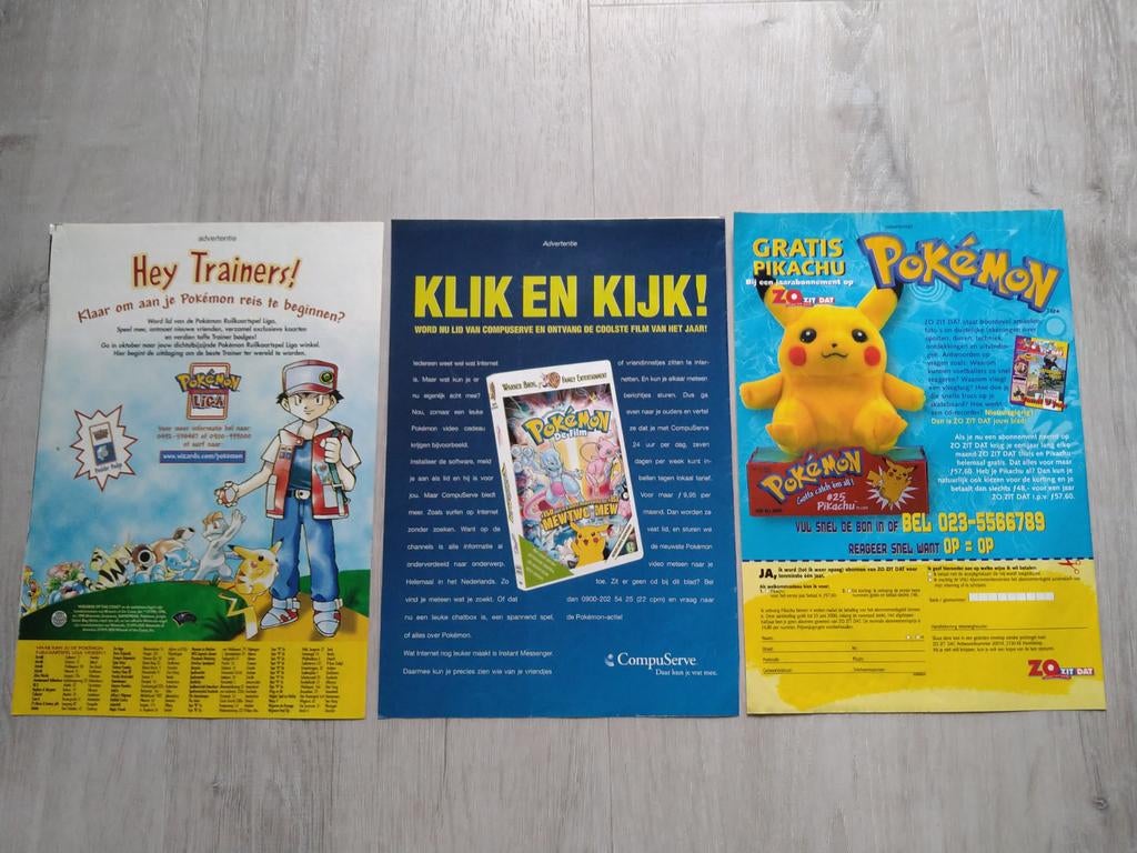 3 Pokemon advertenties, Ophalen of Verzenden, Gebruikt