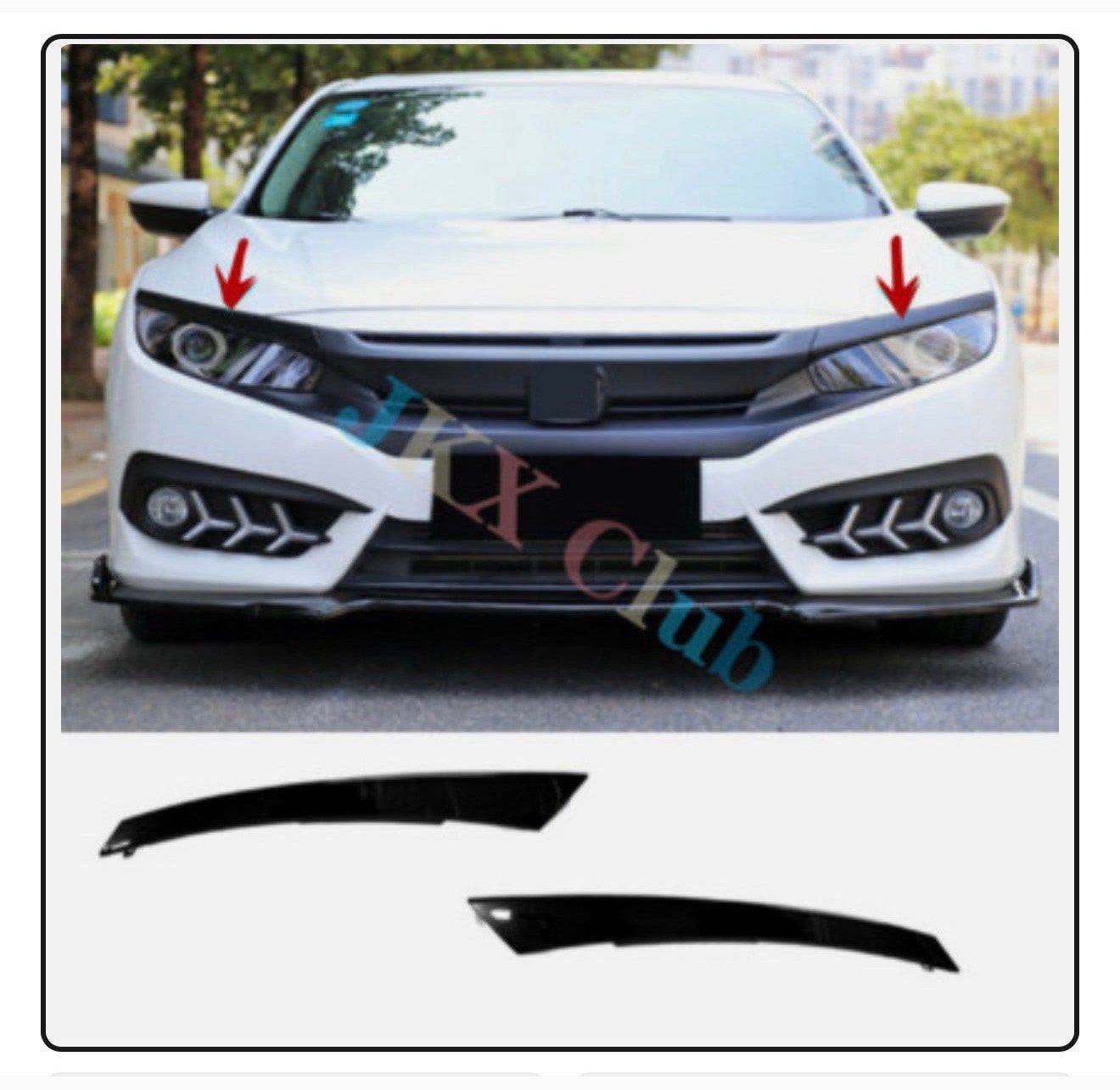 Honda Civic 2016-2021 Koplamp booskijkers 2x Wenkbrauw Zwart, Auto diversen, Ophalen of Verzenden, P, P, P