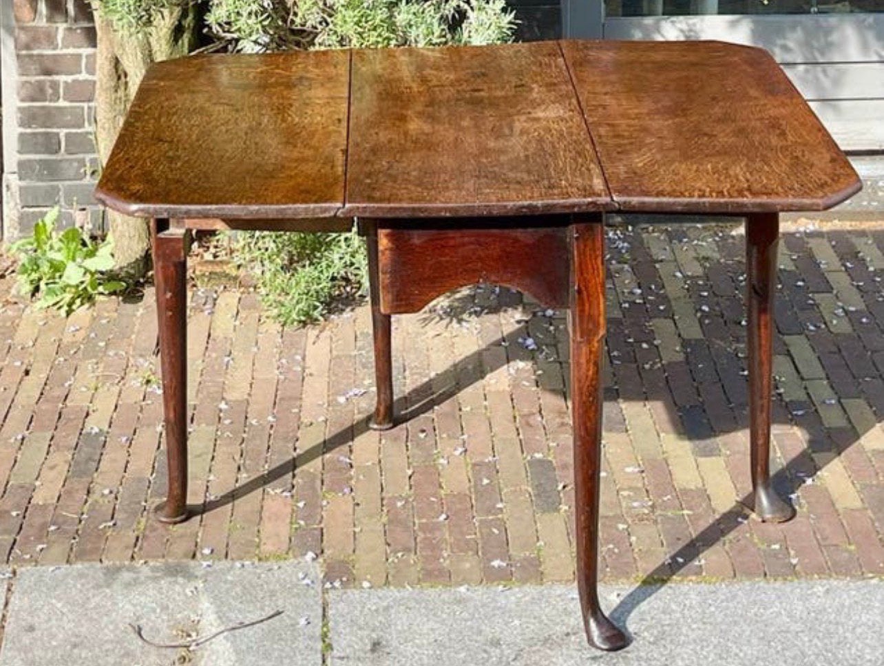 17e/18e-eeuwse Engelse eiken dropleaf table hangoortafel, Ophalen