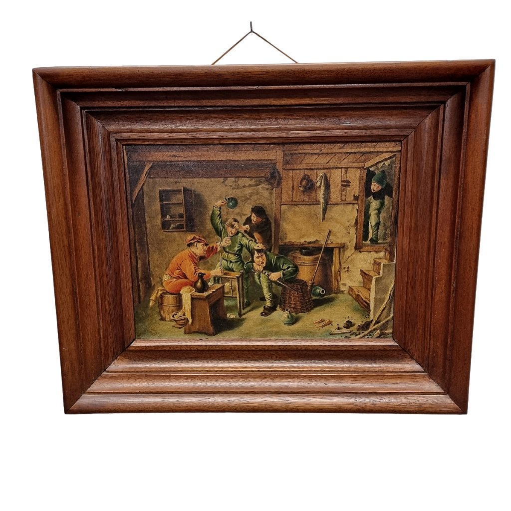 Schilderij met genrestuk naar Adriaen Brouwer, Antiek en Kunst, Ophalen, Stilleven, Olieverf, Klassiek