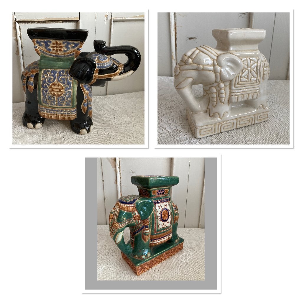 5x Brocante keramieken olifanten, Huis en Inrichting, Ophalen, Meerkleurig, ---, ---