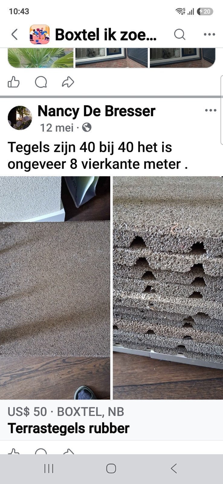 Rubbere tegels, Ophalen, Beton, Terrastegels