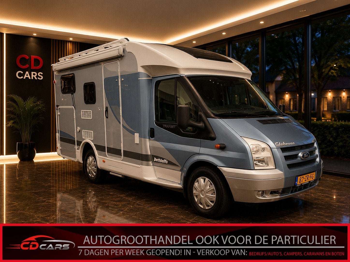 Dethleffs GLOBEVAN 01 Ford Camera, Koelkast, Dwarsbed, Airco, Info@cd-cars.nl, Schelluinsestraat 7
4203NJ  GORINCHEM, NL, 6 tot 7 meter