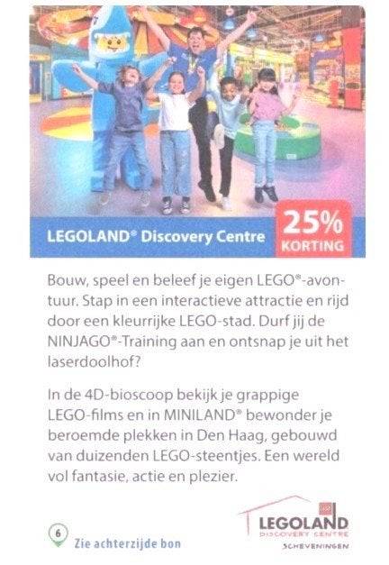 LEGOLAND Discovery Centre  25% korting, Drie personen of meer, Kortingskaart