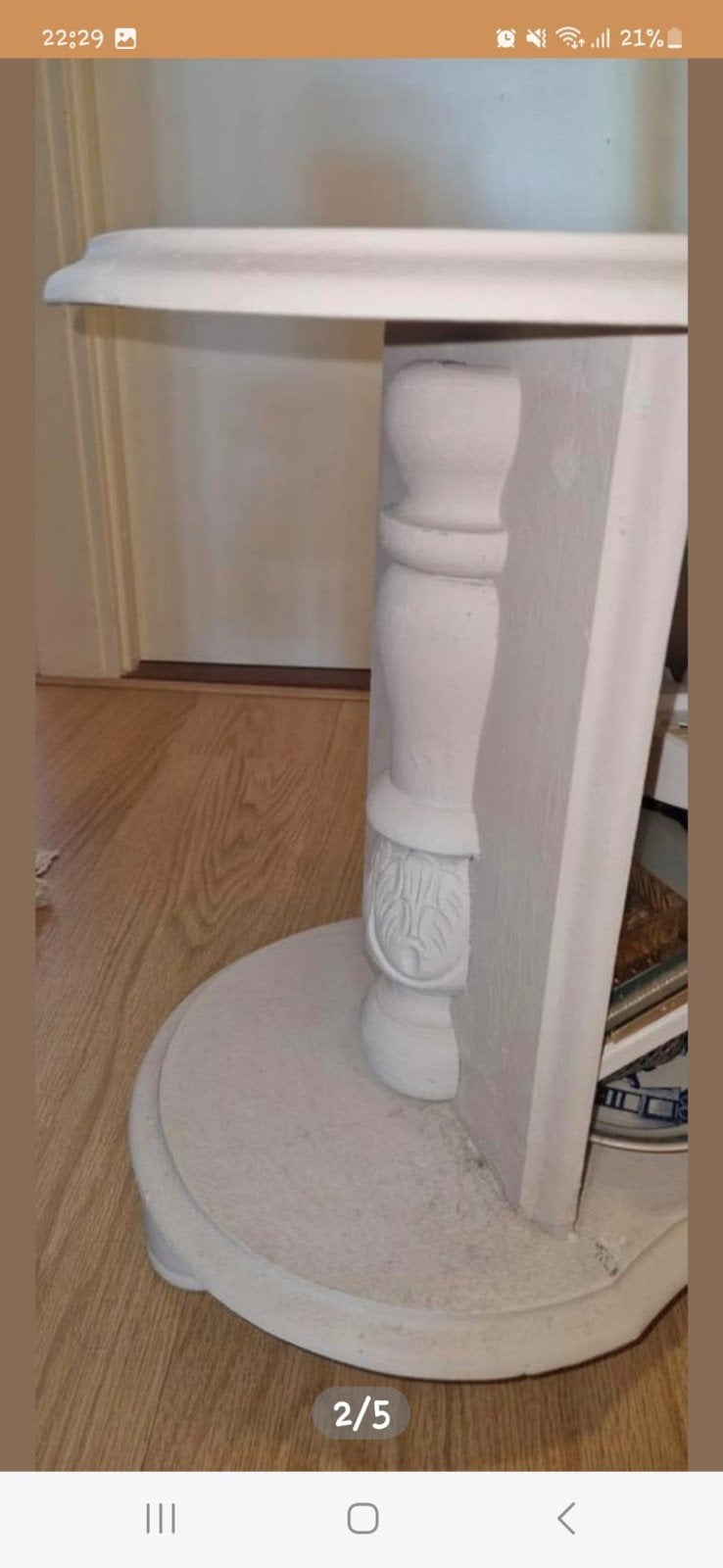 Vintage vloerlamp met bijzettafel - wit, Huis en Inrichting, Ophalen, Gebruikt, Vintage, Klassiek, E27 (groot)