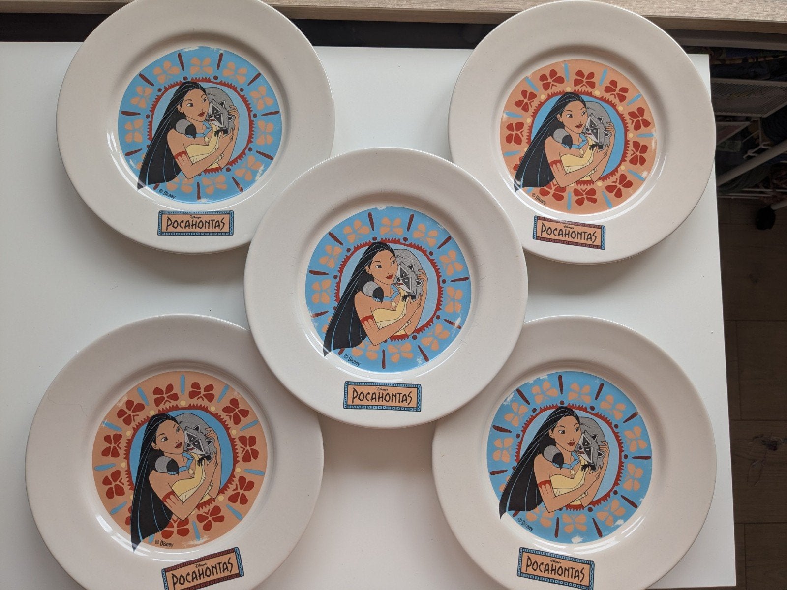 Disney Pocahontas borden set, Ophalen of Verzenden, Pocahontas of Kl. Zeemeermin, Gebruikt, Servies