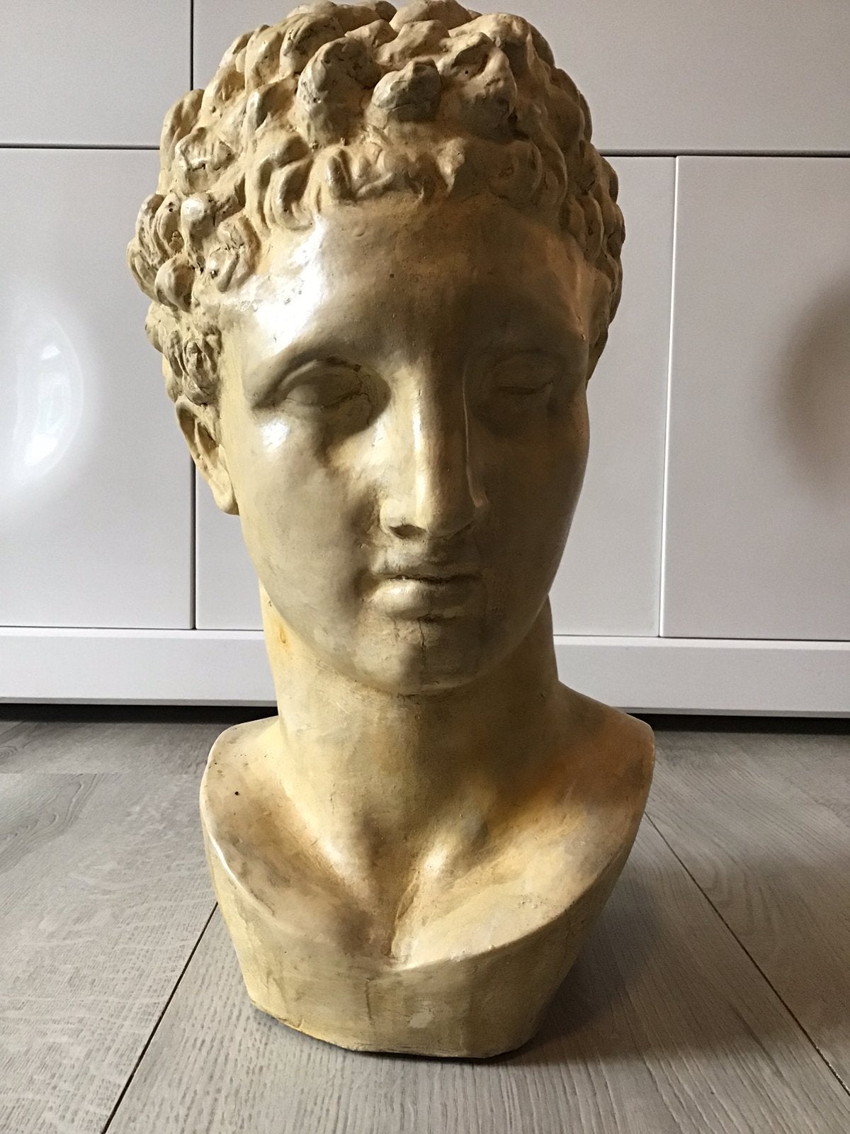 Grote oude buste Hermes met identificatieteken (zie foto), Antiek en Kunst, Ophalen, Overige onderwerpen, Gips, Buste