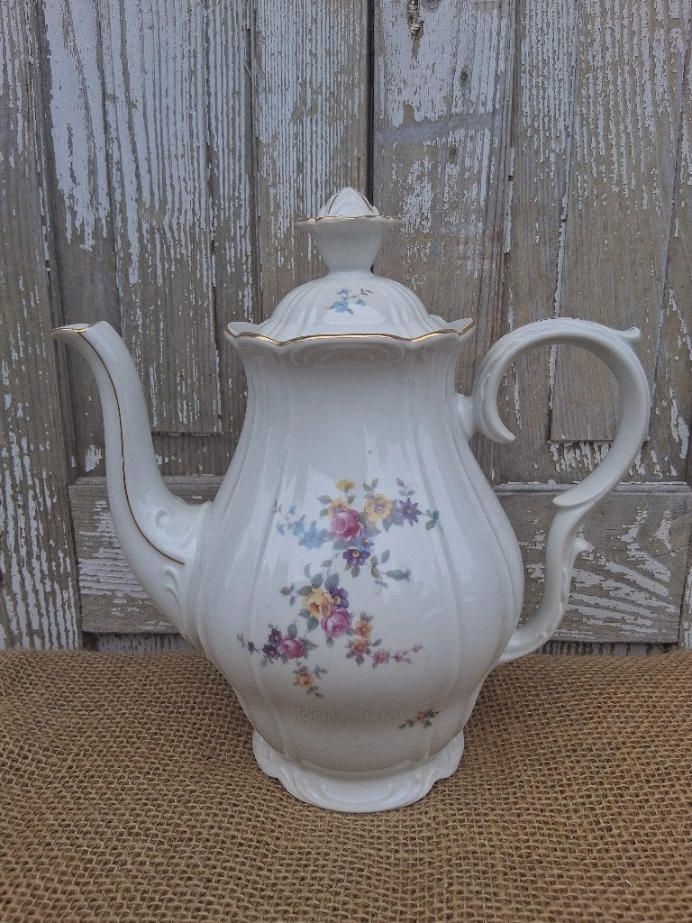 Koffiepot met brocante bloemetjes, gaaf - Debrocantekip, Antiek en Kunst, Ophalen of Verzenden