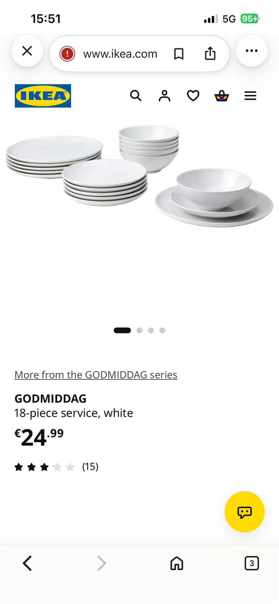 IKEA GODMIDDAG 18-delig servies, wit, Ophalen, Keramiek, IKEA, Zo goed als nieuw