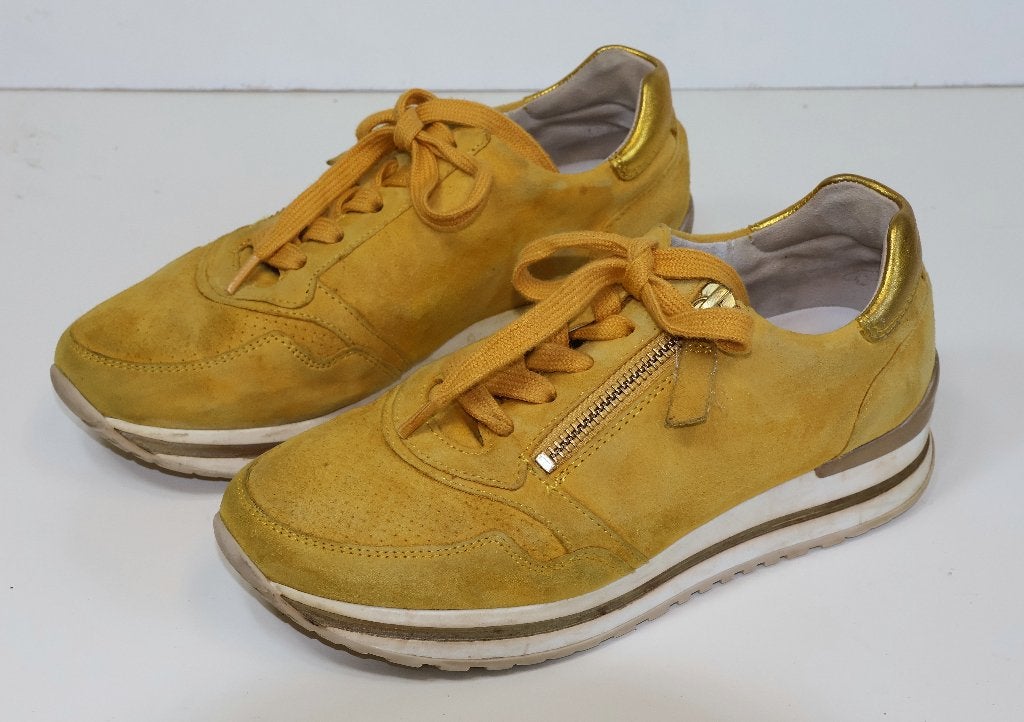 Oker gele Gabor Sneakers maat 4 (37) wijdte H, Geel, Gabor, Ophalen of Verzenden, Sneakers of Gympen